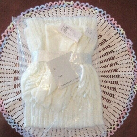 New York & Company White Metallic Cable Knit Scarf - Picture 4 of 5